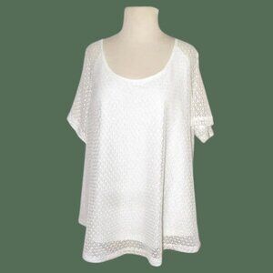 Solitaire By Ravi Khosla Pull Over Lace Short Sleeve Blouse Plus Size Lined